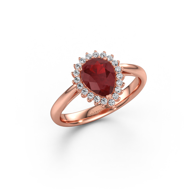 Immagine di Anello di fidanzamento Tilly per 1 585 oro rosa Rubino 8x6 mm