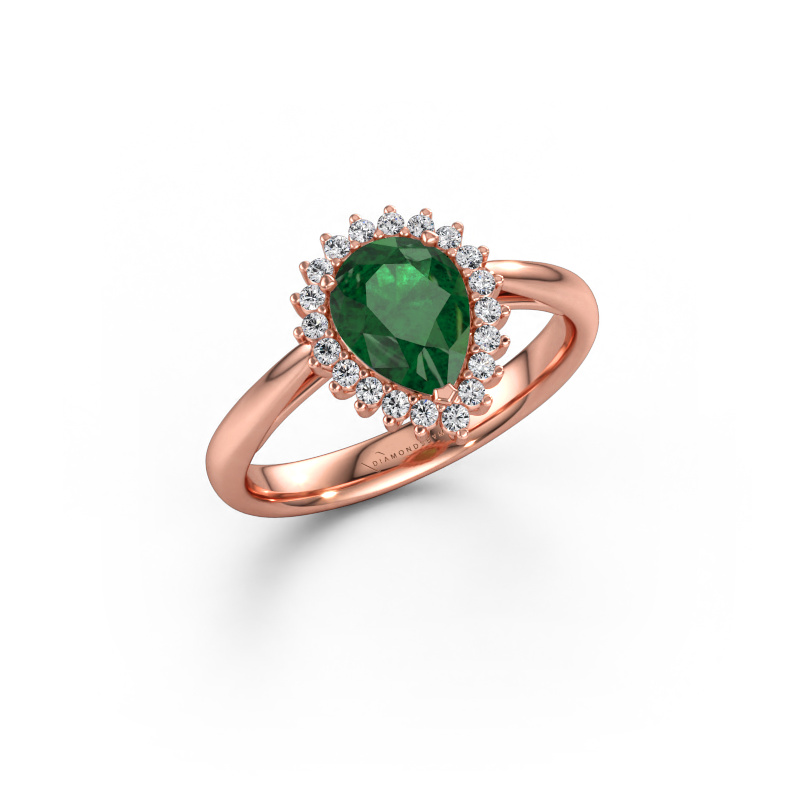 Immagine di Anello di fidanzamento Tilly per 1 585 oro rosa Smeraldo 8x6 mm