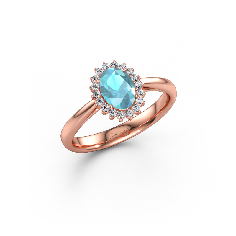 Immagine di Anello di fidanzamento Tilly ovl 1 585 oro rosa Topazio blu 7x5 mm
