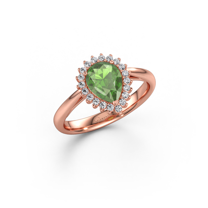 Immagine di Anello di fidanzamento Tilly per 1 585 oro rosa Tormalina verde 8x6 mm