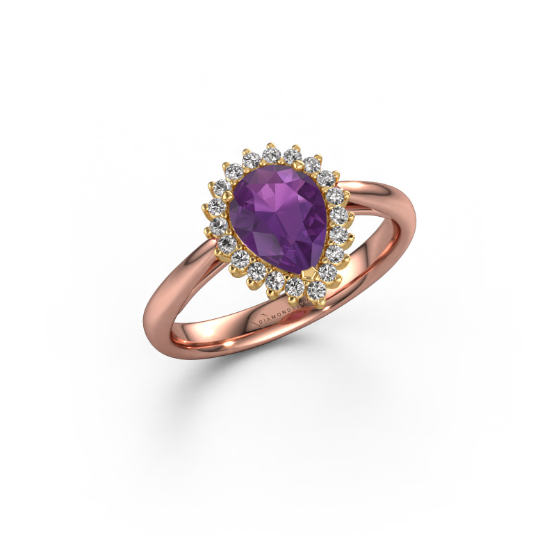 Image of Engagement ring Tilly per 1 585 rose gold Amethyst 8x6 mm
