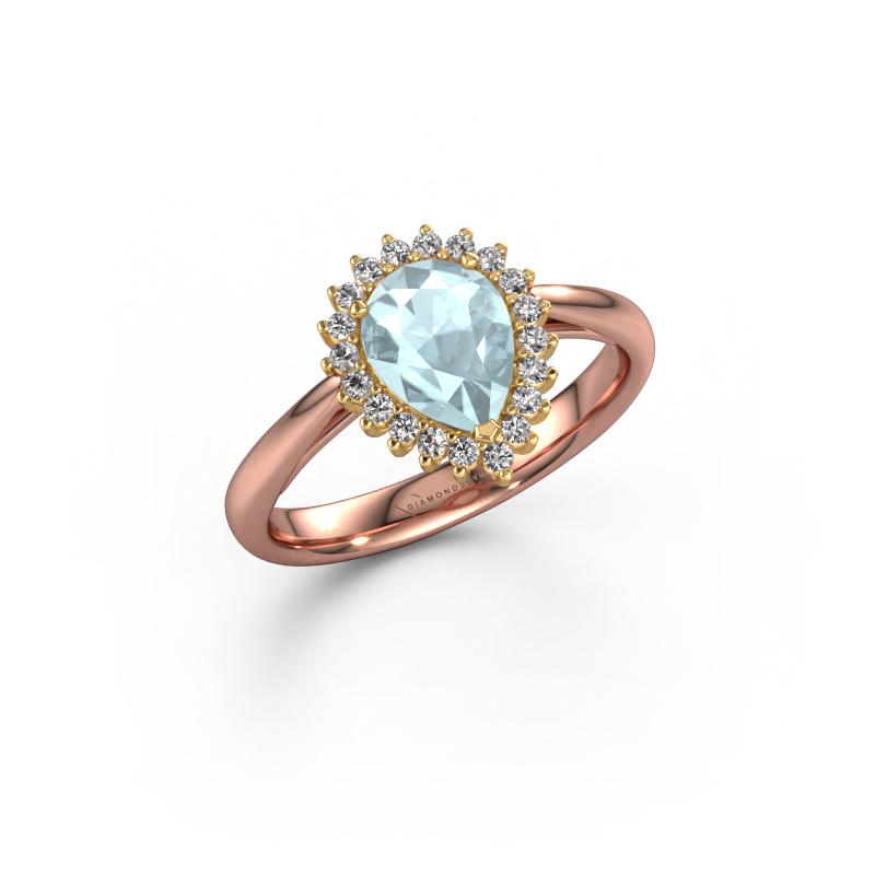 Bild von Verlobungsring Tilly per 1 585 Roségold Aquamarin 8x6 mm