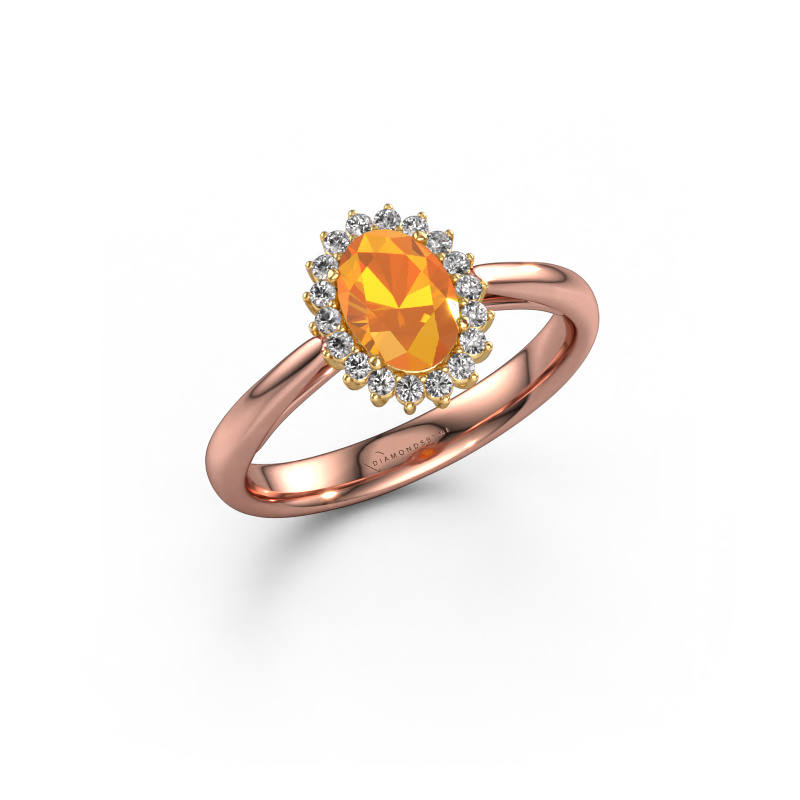 Image of Engagement ring Tilly ovl 1 585 rose gold Citrin 7x5 mm