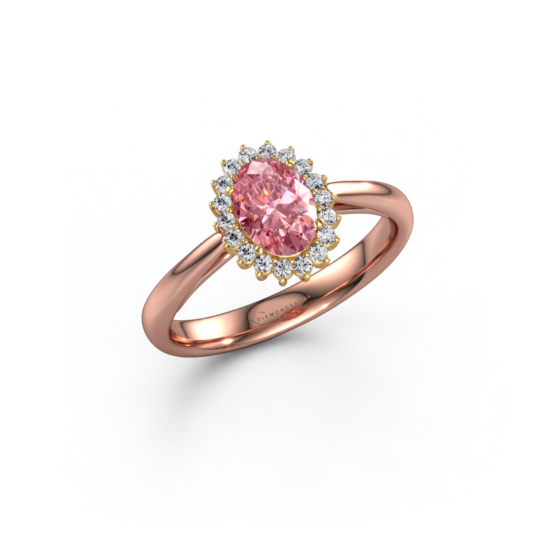 Image of Engagement ring Tilly ovl 1 585 rose gold Pink lab grown diamond 7x5 mm