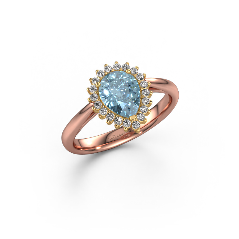 Image of Engagement ring Tilly per 1 585 rose gold Blue lab grown diamond 8x6 mm