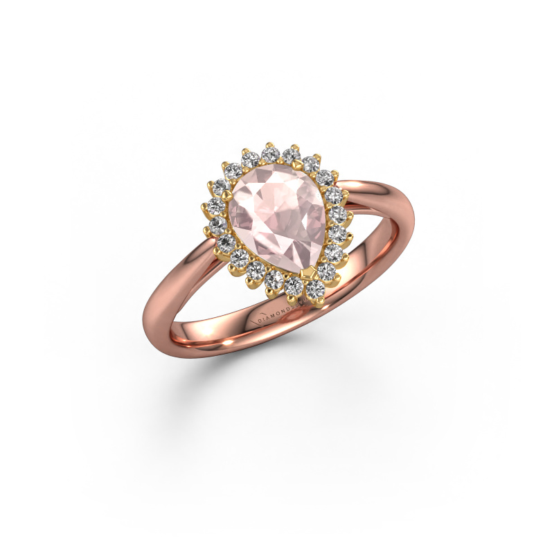 Image of Engagement ring Tilly per 1 585 rose gold Morganite champagne 8x6 mm