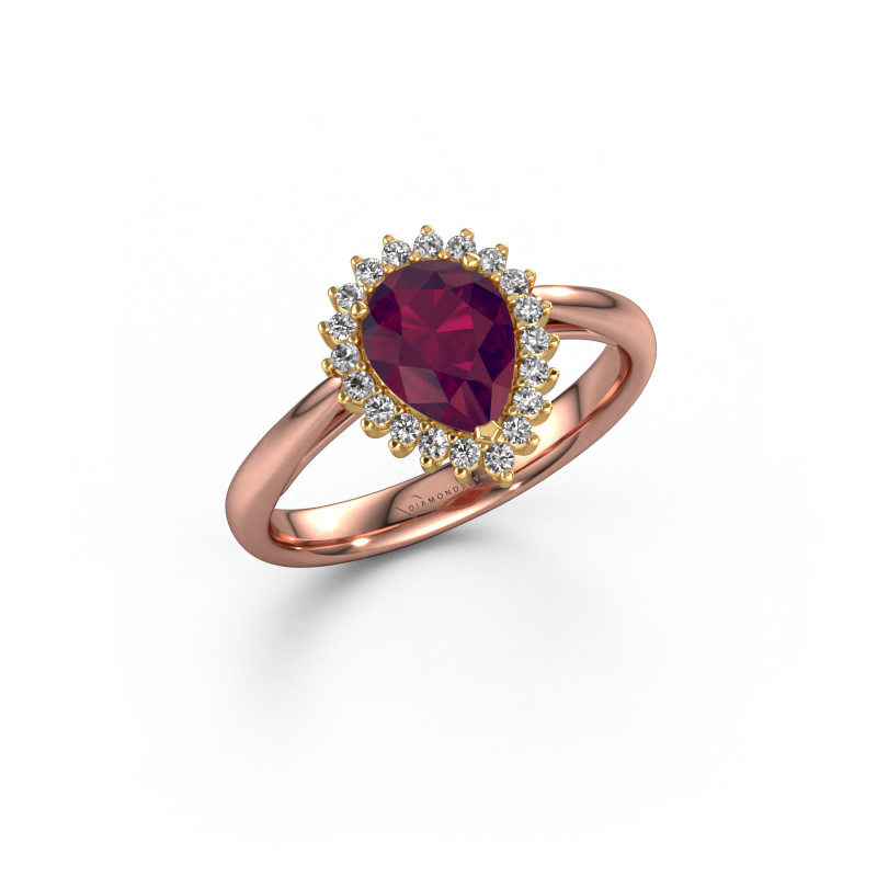 Image of Engagement ring Tilly per 1 585 rose gold Rhodolite 8x6 mm