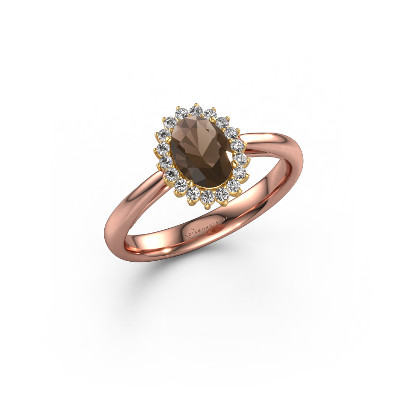 Image of Engagement ring Tilly ovl 1 585 rose gold Smokey quartz 7x5 mm