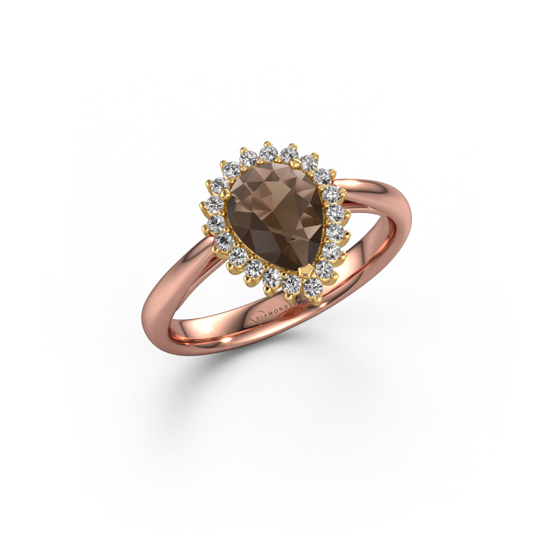 Afbeelding van Verlovingsring Tilly per 1 585 rosé goud Rookkwarts 8x6 mm
