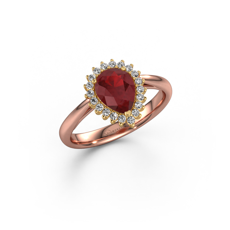 Image of Engagement ring Tilly per 1 585 rose gold Ruby 8x6 mm