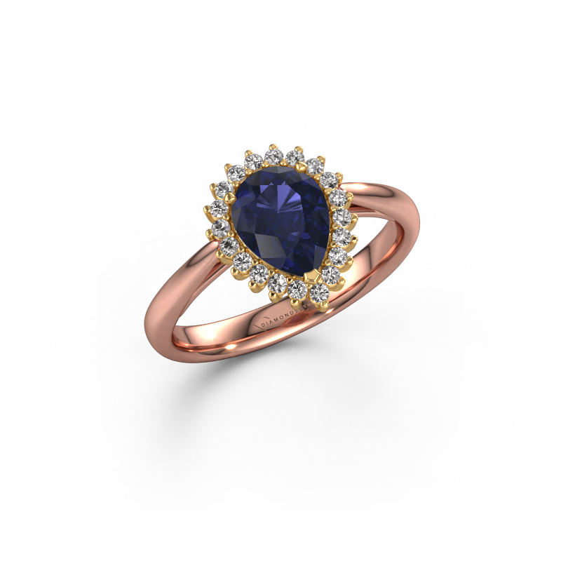 Image of Engagement ring Tilly per 1 585 rose gold Sapphire 8x6 mm