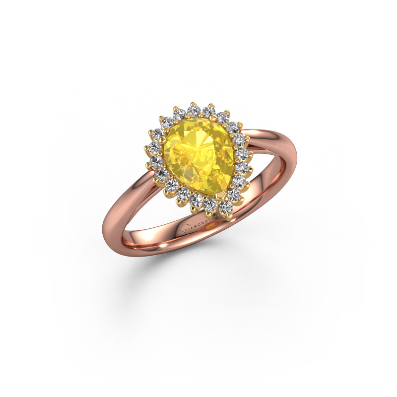 Image of Engagement ring Tilly per 1 585 rose gold Yellow sapphire 8x6 mm