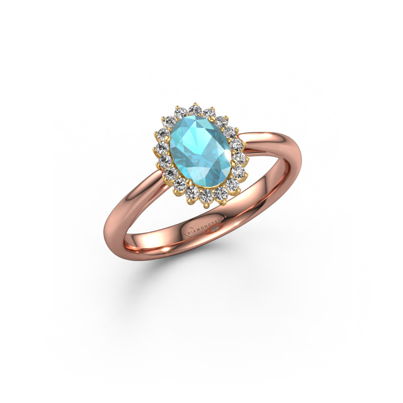 Image of Engagement ring Tilly ovl 1 585 rose gold Blue topaz 7x5 mm