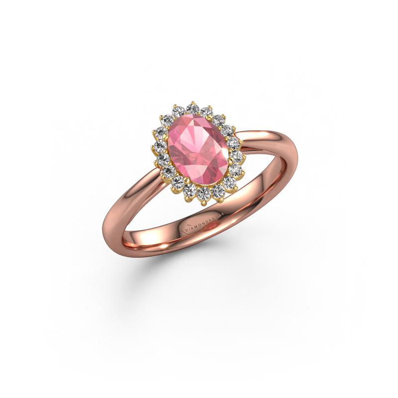 Image of Engagement ring Tilly ovl 1 585 rose gold Tourmaline pink 7x5 mm