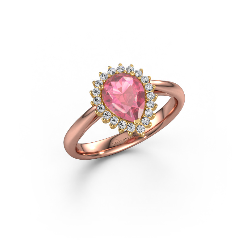 Image de Bague de fiançailles Tilly per 1 585 or rose Rose tourmaline 8x6 mm