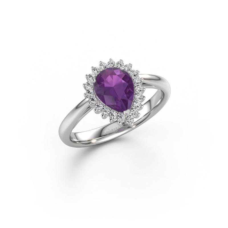 Immagine di Anello di fidanzamento Tilly per 1 585 oro bianco Ametista 8x6 mm