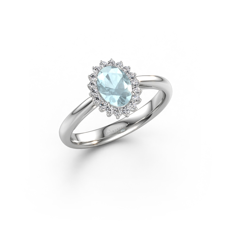 Immagine di Anello di fidanzamento Tilly ovl 1 585 oro bianco Acquamarina 7x5 mm