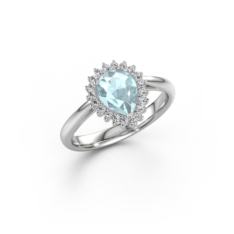Immagine di Anello di fidanzamento Tilly per 1 585 oro bianco Acquamarina 8x6 mm