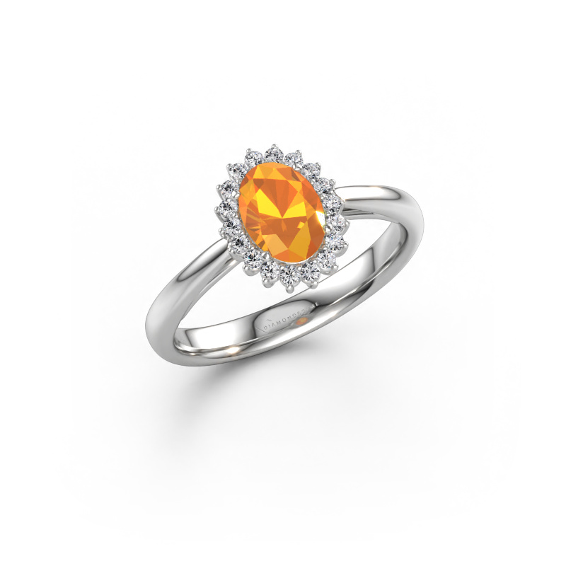 Bild von Verlobungsring Tilly ovl 1 585 Weissgold Citrin 7x5 mm