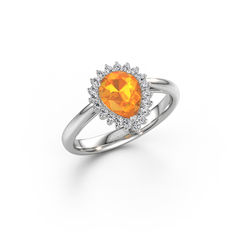 Immagine di Anello di fidanzamento Tilly per 1 585 oro bianco Citrino 8x6 mm