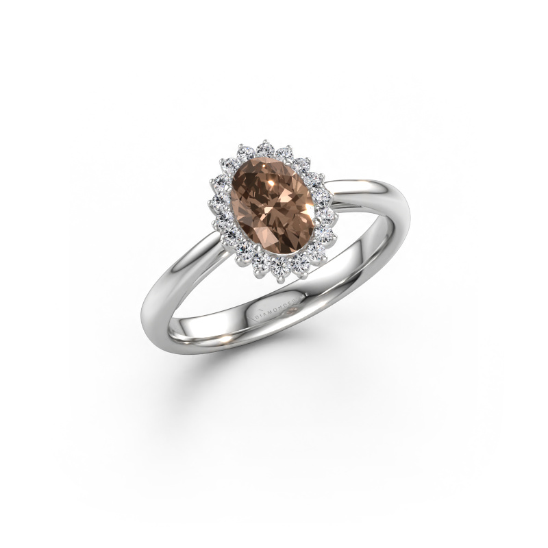Immagine di Anello di fidanzamento Tilly ovl 1 585 oro bianco Diamante marrone 0.835 crt