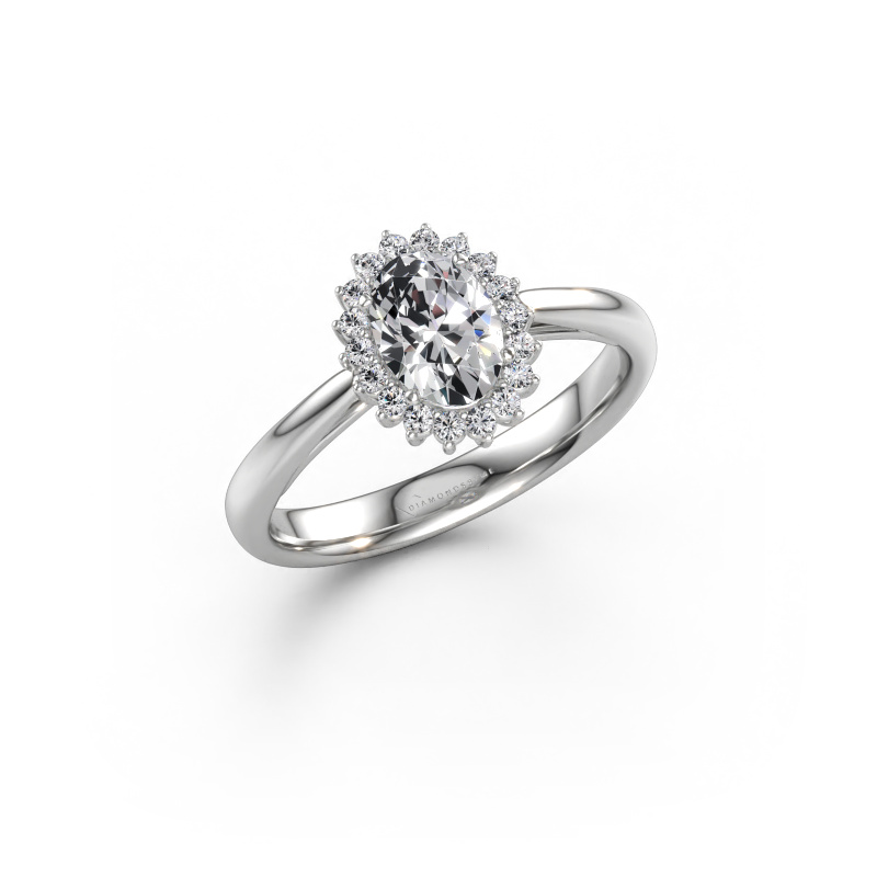 Immagine di Anello di fidanzamento Tilly ovl 1 585 oro bianco Zirconia cubica 7x5 mm