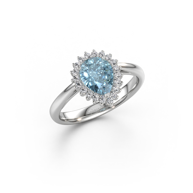 Bild av Förlovningsring Tilly per 1 585 vitt guld Blå labbodlad diamant 8x6 mm