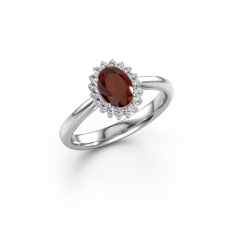 Bild von Verlobungsring Tilly ovl 1 585 Weißgold Granat 7x5 mm