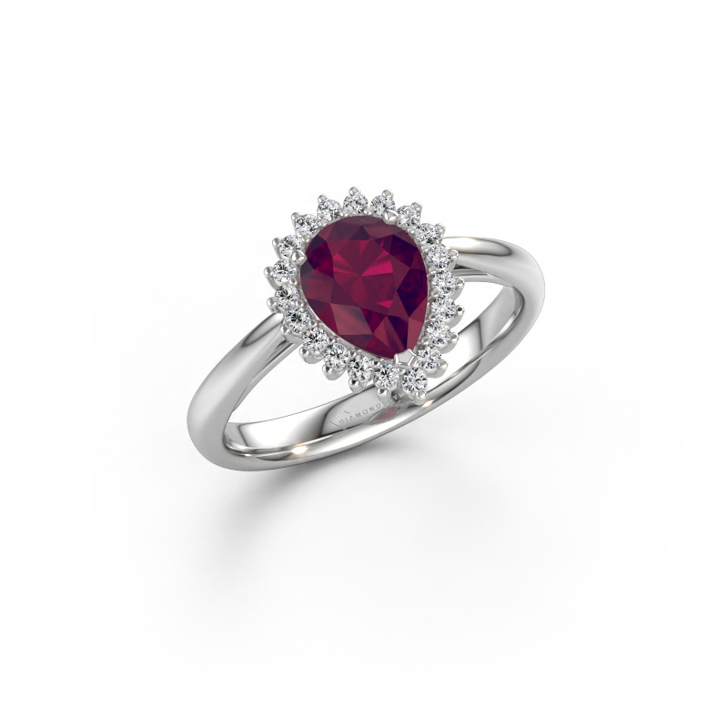 Immagine di Anello di fidanzamento Tilly per 1 585 oro bianco Rodolite 8x6 mm