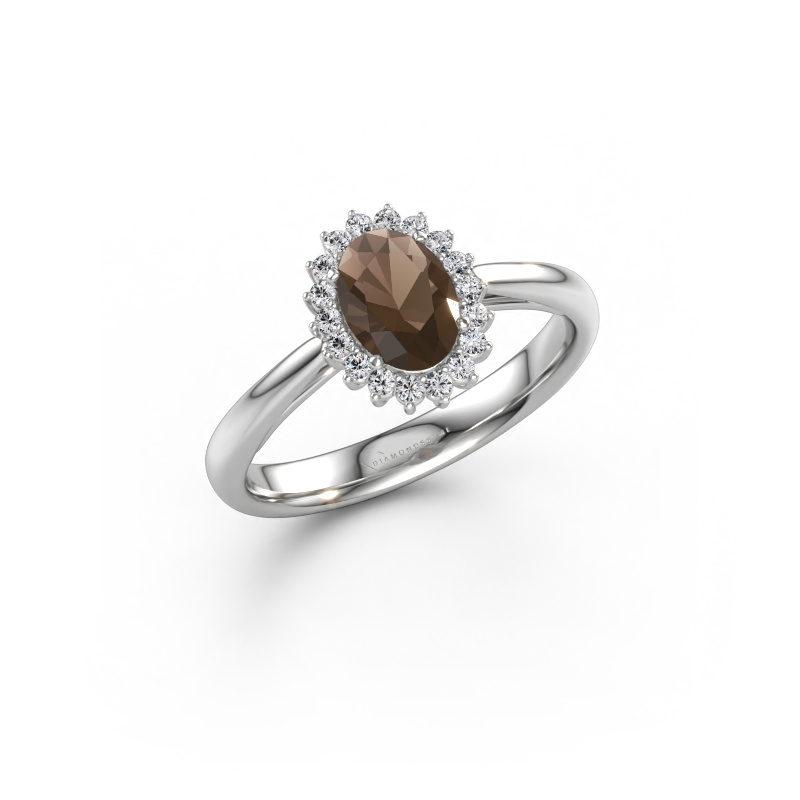 Immagine di Anello di fidanzamento Tilly ovl 1 585 oro bianco Quarzo fumé 7x5 mm