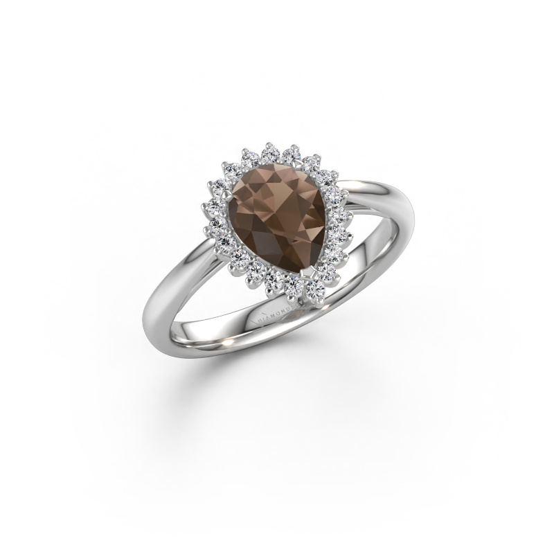 Bild av Förlovningsring Tilly per 1 585 vitt guld Rökkvarts 8x6 mm