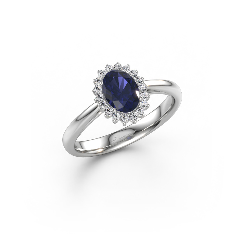 Immagine di Anello di fidanzamento Tilly ovl 1 585 oro bianco Zaffiro 7x5 mm
