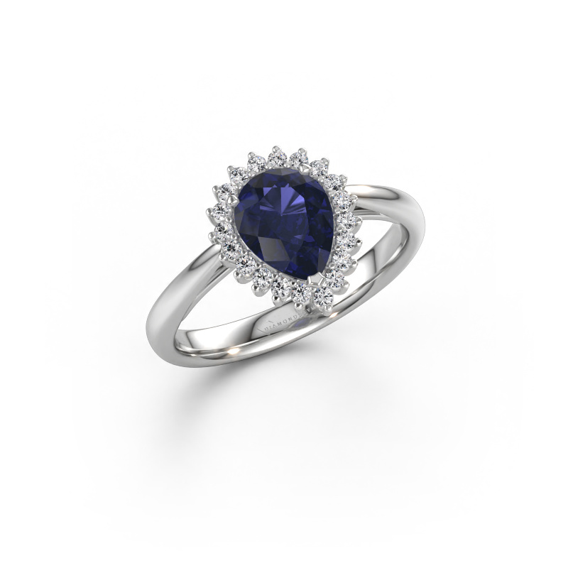 Immagine di Anello di fidanzamento Tilly per 1 585 oro bianco Zaffiro 8x6 mm