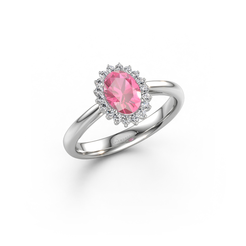 Immagine di Anello di fidanzamento Tilly ovl 1 585 oro bianco Zaffiro rosa 7x5 mm