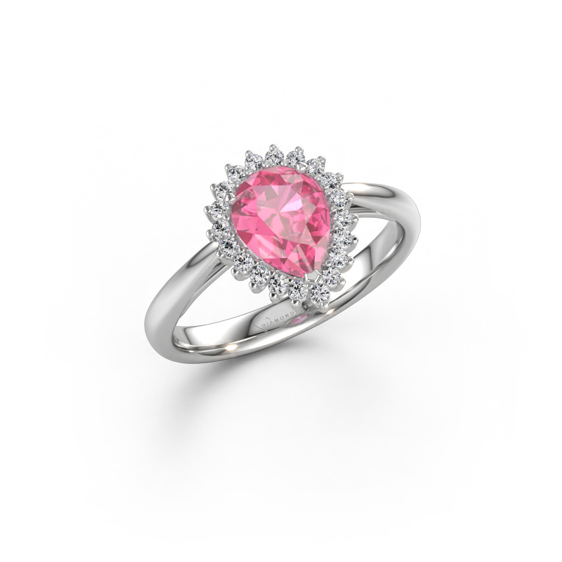 Immagine di Anello di fidanzamento Tilly per 1 585 oro bianco Zaffiro rosa 8x6 mm