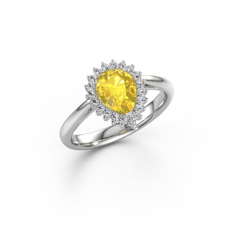 Immagine di Anello di fidanzamento Tilly per 1 585 oro bianco Zaffiro giallo 8x6 mm