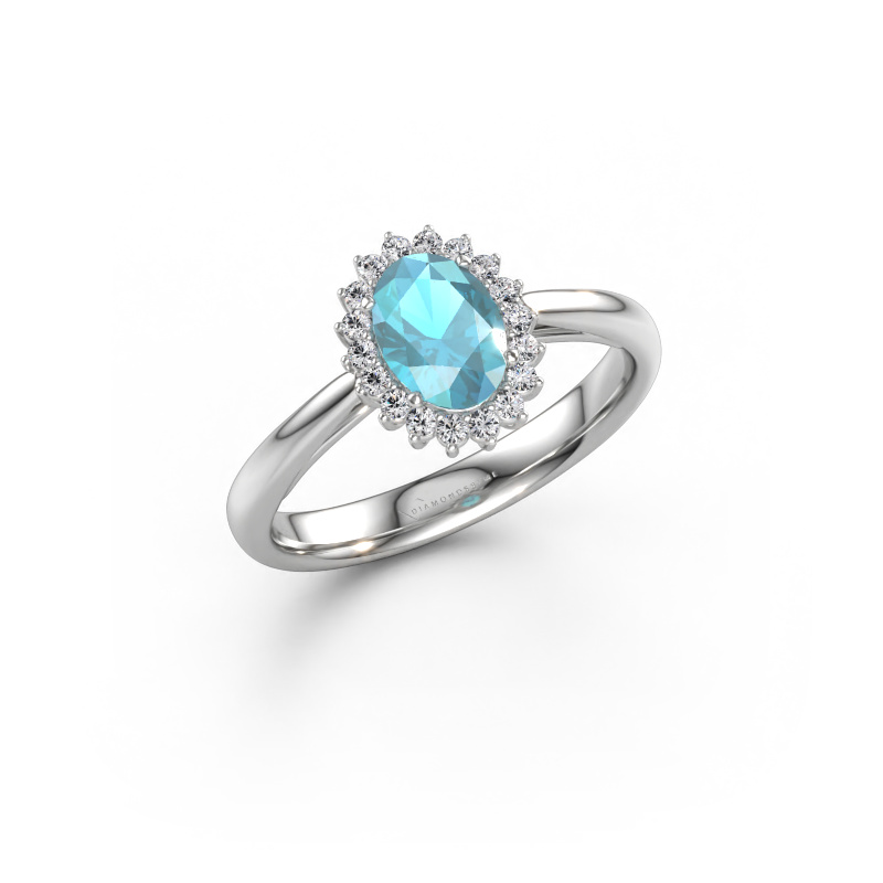 Immagine di Anello di fidanzamento Tilly ovl 1 585 oro bianco Topazio blu 7x5 mm