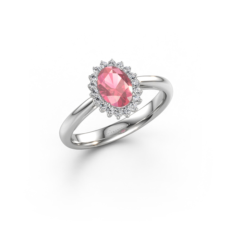 Bild av Förlovningsring Tilly ovl 1 585 vitt guld Rosa turmalin 7x5 mm