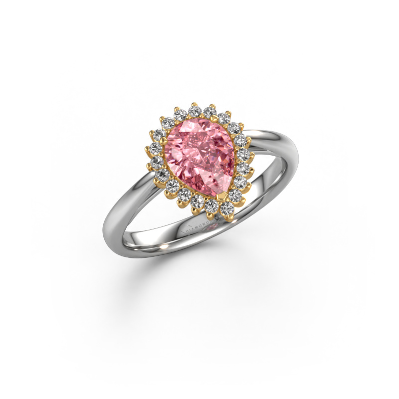 Afbeelding van Verlovingsring Tilly per 1 585 witgoud Roze lab grown diamant 8x6 mm