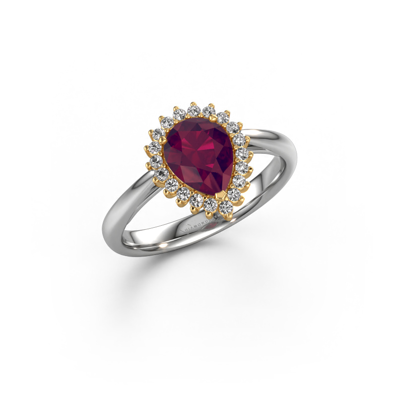 Image de Bague de fiançailles Tilly per 1 585 or blanc Rhodolite 8x6 mm