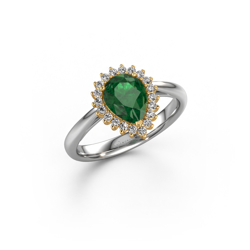 Image of Engagement ring Tilly per 1 585 white gold Emerald 8x6 mm