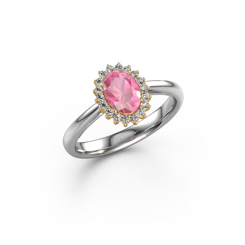 Image of Engagement ring Tilly ovl 1 585 white gold Pink sapphire 7x5 mm