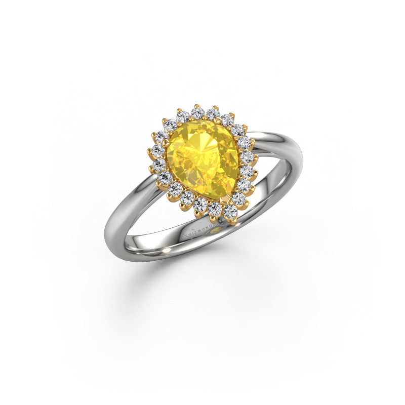 Bild von Verlobungsring Tilly per 1 585 Weißgold Gelb Saphir 8x6 mm