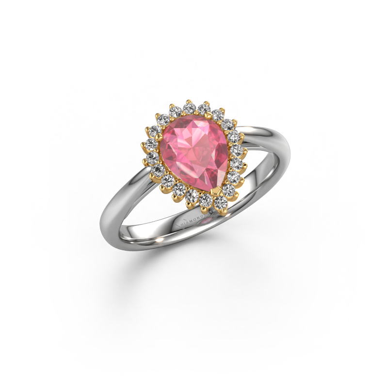 Image of Engagement ring Tilly per 1 585 white gold Tourmaline pink 8x6 mm