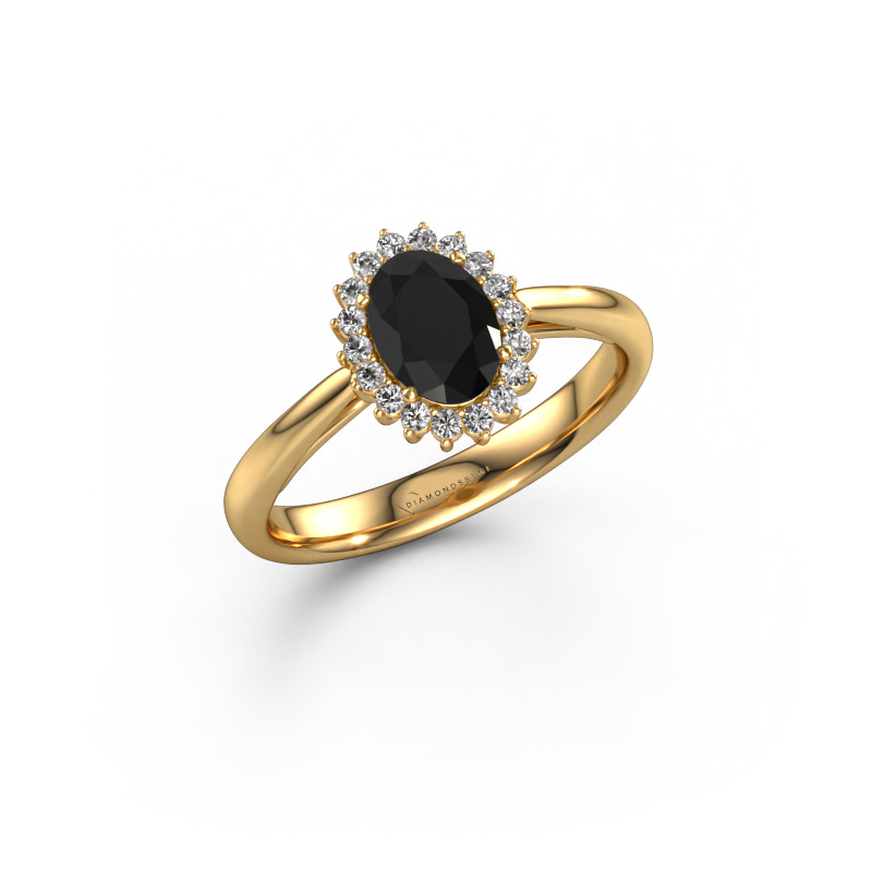 Image de Bague de fiançailles Tilly ovl 1 585 or jaune Diamant noir 1.185 crt