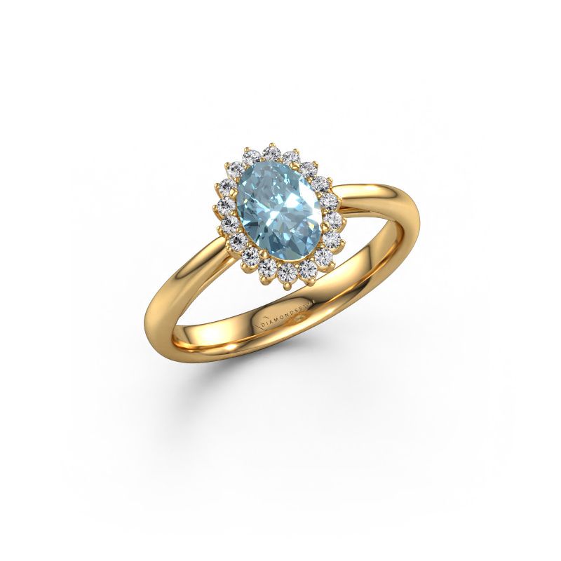 Image of Engagement ring Tilly ovl 1 585 gold Blue lab grown diamond 7x5 mm
