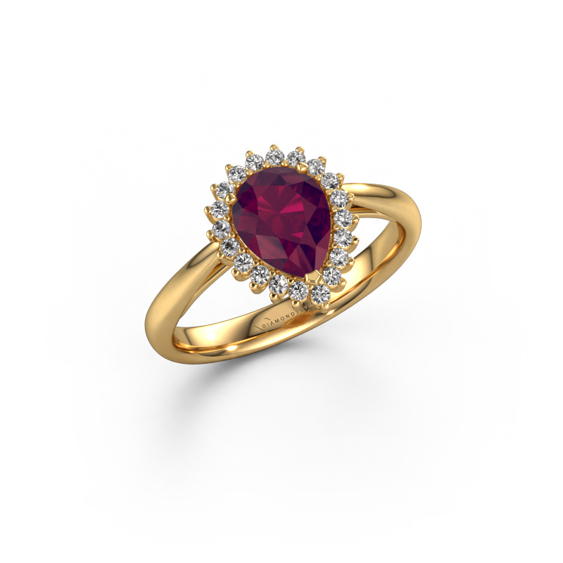 Image of Engagement ring Tilly per 1 585 gold Rhodolite 8x6 mm