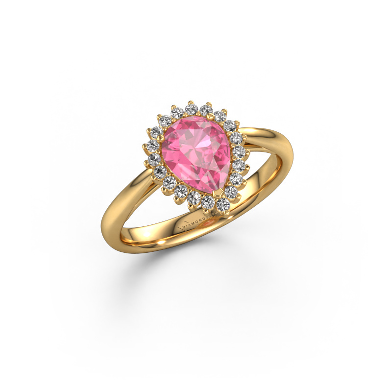 Image de Bague de fiançailles Tilly per 1 585 or jaune Saphir rose 8x6 mm