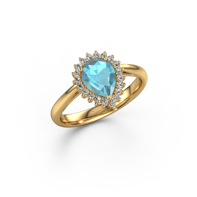 Bild von Verlobungsring Tilly per 1 585 Gold Blau Topas 8x6 mm