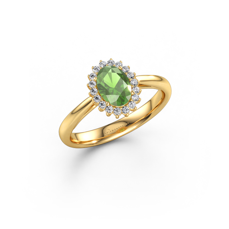 Bild von Verlobungsring Tilly ovl 1 585 Gold Turmalin grün 7x5 mm